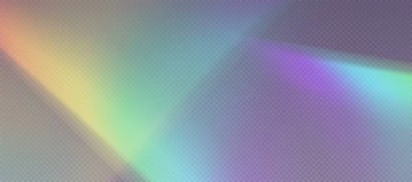 虹の屈折オーバーレイ リークフレア プリズム光効果 虹の日光 透明性のあるホログラフィック線 ブルーボケレトロな写真テクスチャ ヴィンテージカメラグレア ベクトル背景 — ストックベクタ