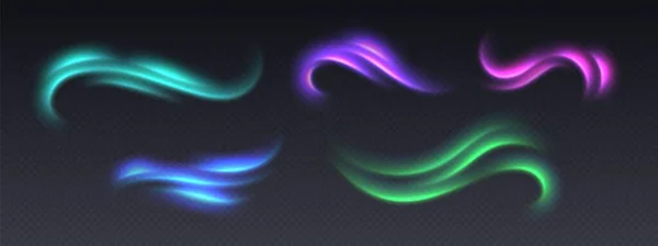 北极光效应 北极光叠加 五彩斑斓的运动效应 速度的灯火通明发亮的旋涡和漩涡 摘要发光曲线 矢量说明 — 图库矢量图片