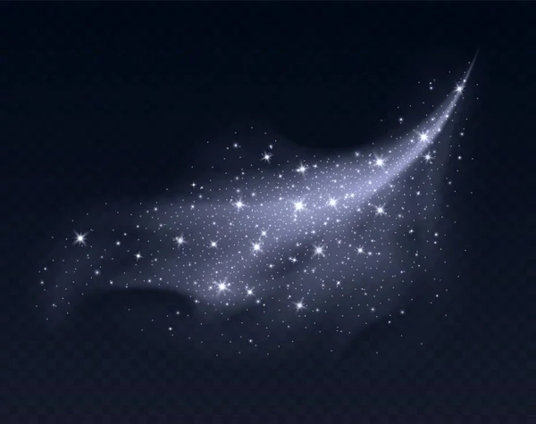 Silberne Staubwolke Mit Funkeln Auf Dunklem Hintergrund Sternenstaub Funkelt Hintergrund Stockvektor