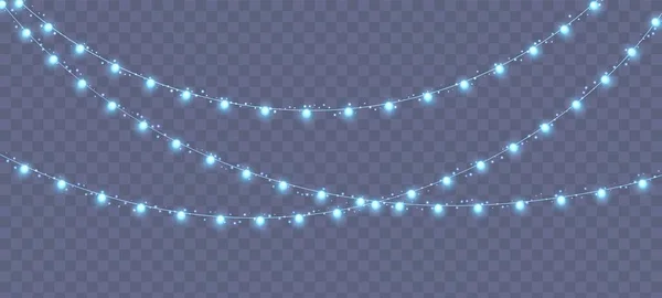 Weihnachtsgirlanden Leuchtend Blaue Glühbirnen Die Funkeln Weihnachten Neujahr Hochzeit Oder Stockillustration