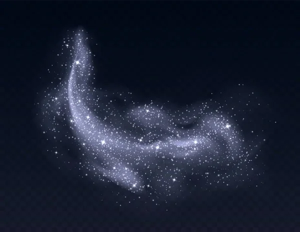 Stříbrný Oblak Prachu Třpytkami Izolovanými Tmavém Pozadí Hvězdný Prach Jiskřící Royalty Free Stock Ilustrace