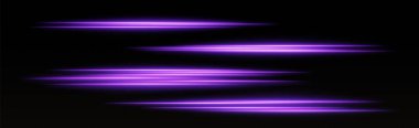 Mor hız çizgileri, parlayan sihirli ışınlar, soyut neon çizgiler. Işıklar hareket halinde. Vektör illüstrasyonu.