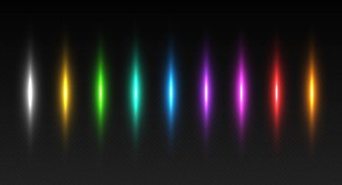 Parlak çizgiler, hareket eden ışık efekti. Parlak ışın ya da ışın, soyut hız çizgileri. Vektör illüstrasyonu.