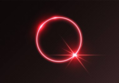 Kırmızı ışık parlaması, parlak parıltı, mercek parıltısı, parlak parıltı. Vektör illüstrasyonu.