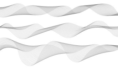 Soyut dalga çizgileri arka plan, grafik ince eğriler tasarım unsuru, zarif akış arkaplanı. Kıvrımlı çizgiler hareket efekti yapıyor. Vektör illüstrasyonu.