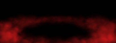 Yerde kırmızı duman, odada ya da sahnede sis. Sis atmosfer etkisi. Vektör illüstrasyonu.