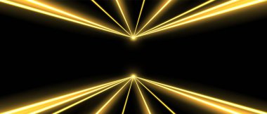 Lazer ışınları, konser ya da gece kulübü ışıkları ışık efekti. Lazerler hareket halinde, soyut bir bakış açısı var. Vektör illüstrasyonu.