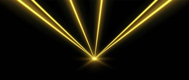 Lazer ışınları, konser ya da gece kulübü ışıkları ışık efekti. Lazerler hareket halinde, soyut bir bakış açısı var. Vektör illüstrasyonu.