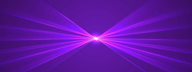 Mor lazer ışınları ya da ışınları, parlak neon hatları, parlak fütüristik arka plan. Konser ya da gece kulübü ışıkları. Vektör illüstrasyonu.