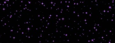 Mor yıldızlar arka plan, parlak ışıltılar, sihirli parıltılar, yıldızlı gece konsepti. Vektör illüstrasyonu.