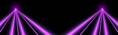 Pembe lazer ışınları, konser ya da gece kulübü ışıkları efekti. Lazerler hareket halinde, soyut bir bakış açısı var. Vektör illüstrasyonu.