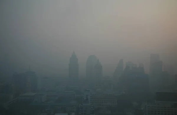 Silom Bankok Thaiföld 14Jan2019 Aeriel View Air Polluted High Pm2 — Stock Fotó