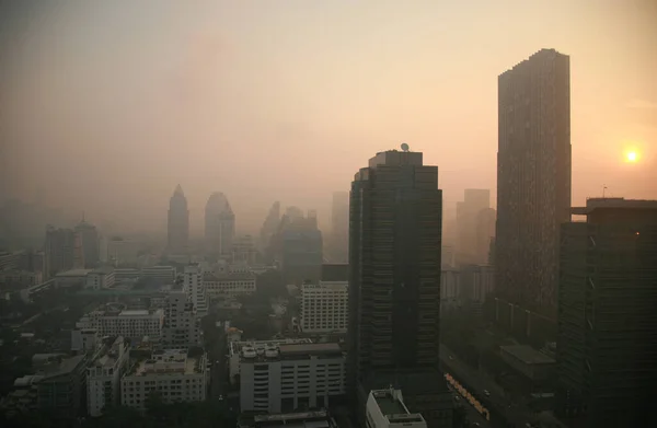 stock image Silom,Bankok-Thailand-14Jan2019 Aeriel view air polluted high PM2.5 at central bangkok business area. 14Jan2019