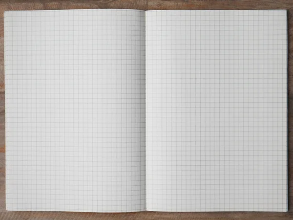Stránky Mřížky Notebook Velikost Dřevěném Pozadí Stolu — Stock fotografie