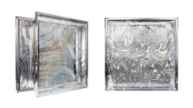  İç tasarım için şeffaf cam blok. Estetik ve modern şekilli. Ev, banyo ve ofis için çeşitli binalar. 3 Boyutlu Hazırlama