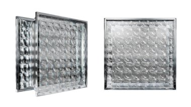  İç tasarım için şeffaf cam blok. Estetik ve modern şekilli. Ev, banyo ve ofis için çeşitli binalar. 3 Boyutlu Hazırlama