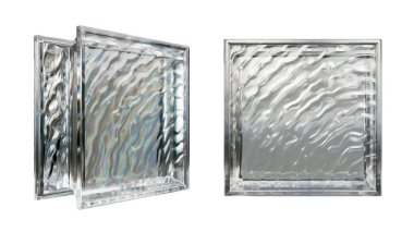  İç tasarım için şeffaf cam blok. Estetik ve modern şekilli. Ev, banyo ve ofis için çeşitli binalar. 3 Boyutlu Hazırlama