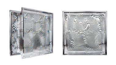  İç tasarım için şeffaf cam blok. Estetik ve modern şekilli. Ev, banyo ve ofis için çeşitli binalar. 3 Boyutlu Hazırlama