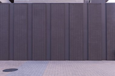 Sokak duvarı arka planı, endüstriyel arka plan, depo tuğla duvarlı boş Grunge şehir sokağı