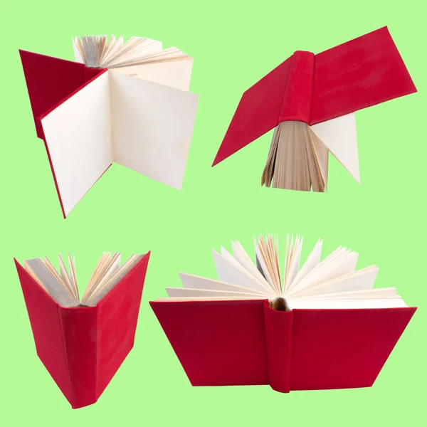 Raccolta Vari Libri Isolati Sfondo Verde Ognuno Girato Separatamente — Foto Stock