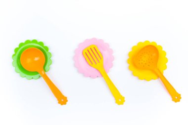 çocuk oyuncak yemekleri, beyaz bir arka plan üzerinde izole