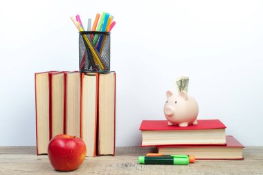 Kapaklı kitap kompozisyonu, sayfaları yelpaze, beyaz arka planda izole. Okula dönelim. Uzayı kopyala Eğitim geçmişi