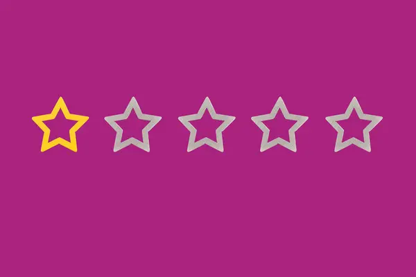 Gold, gray, silver five star shape on a purple background. The best excellent business services rating customer experience concept. Concept image of setting a five star goal.