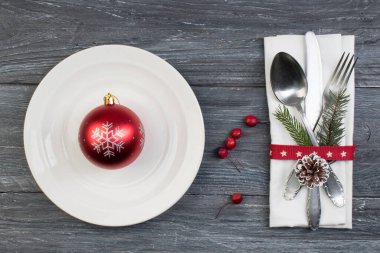 Noel sofrası kurulumu. Tatil geçmişi. Kopyalama alanı olan üst görünüm