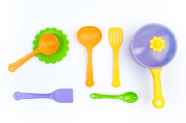 çocuk oyuncak yemekleri, beyaz bir arka plan üzerinde izole