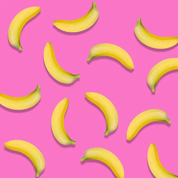 Banány Izolované Růžovém Pozadí Banány Textury Design Pro Textilie Tapety Royalty Free Stock Obrázky