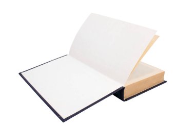 Beyaz arka plan üzerinde izole açık kitap. Metin için yer kopyalayın