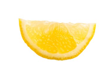 Beyaza izole edilmiş limon dilimi. Üst görünüm