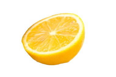 Bir dilim limon Narenciye meyve beyaz arka plan üzerinde izole. Limon dilimi ile gölge