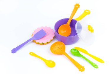 çocuk oyuncak yemekleri, beyaz bir arka plan üzerinde izole