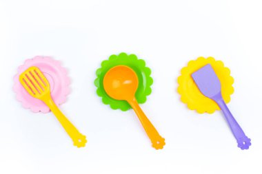 çocuk oyuncak yemekleri, beyaz bir arka plan üzerinde izole