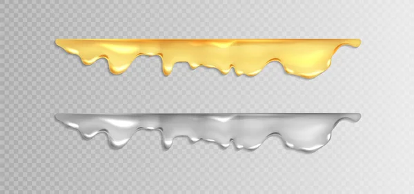 Liquid Gold Silver Drops Precious Metals Graphic Concept Your Design — Stock Vector