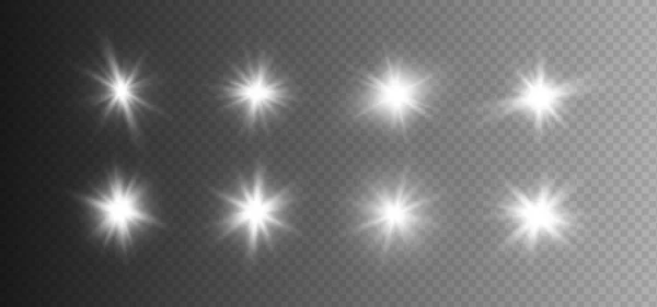 Conjunto Efectos Luces Brillantes Aislados Sobre Fondo Transparente Concepto Gráfico — Archivo Imágenes Vectoriales