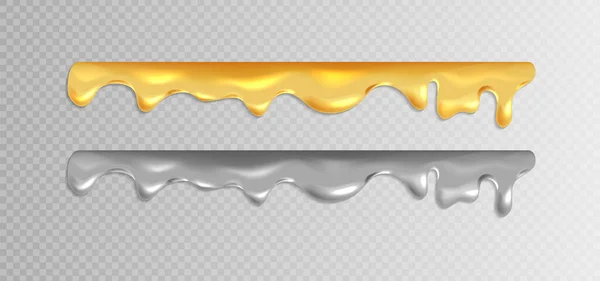 Flytande Guld Och Silver Droppar Ädelmetaller Grafiskt Koncept För Din — Stock vektor