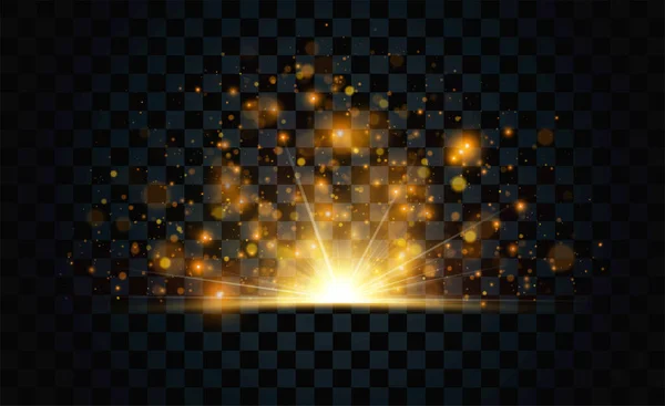 Золотий Блиск Частинок Ефект Освітлення Ізольовано Прозорому Фоні Графічна Концепція — стоковий вектор