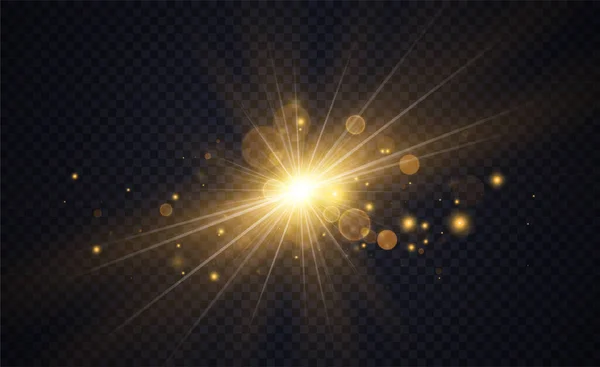 Золотые Светящиеся Огни Эффекты Абстрактная Магия Иллюстрация Графическая Концепция Дизайна — стоковый вектор