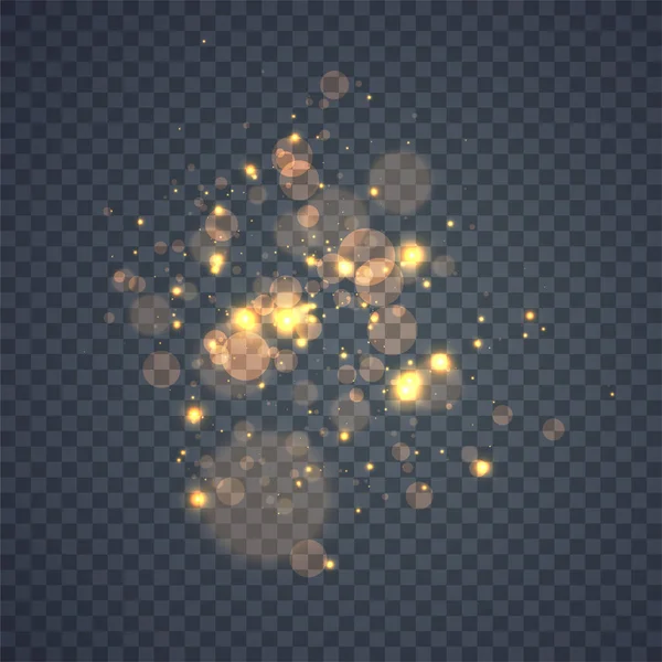 Ефекти Золотих Сяючих Вогнів Ізольовані Прозорому Фоні Абстрактна Магія Ілюстрація — стоковий вектор