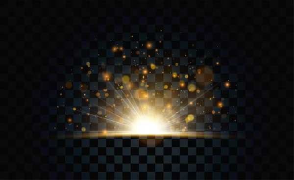 Золотий Блиск Частинок Ефект Освітлення Ізольовано Прозорому Фоні Графічна Концепція — стоковий вектор