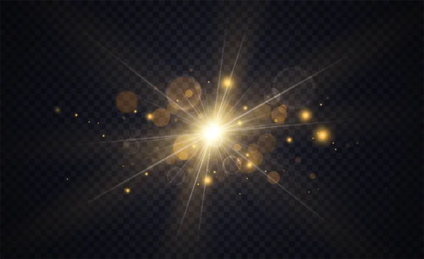 黄金の輝く光の効果 抽象的な魔法のイラスト あなたのデザインのグラフィックコンセプト — ストックベクタ