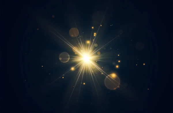 黄金の輝く光の効果 抽象的な魔法のイラスト あなたのデザインのグラフィックコンセプト — ストックベクタ