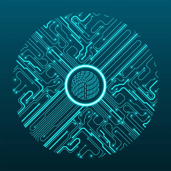 Cyber Security Dint Fingerprint Scanning Abstract Technology Background Circuit Board — Vetor de Stock