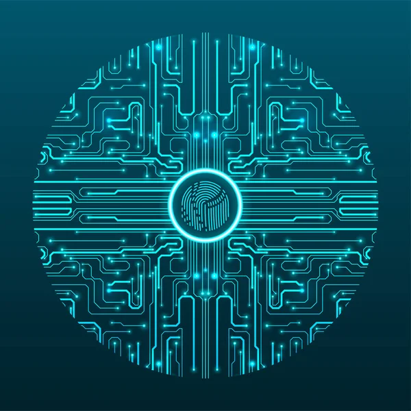 Cyber Security Dint Fingerprint Scanning Abstract Technology Background Circuit Board — Vector de stock