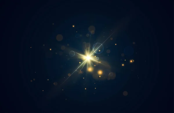 Gouden Gloeiende Lichten Effecten Abstracte Magie Illustratie Grafisch Concept Voor — Stockvector