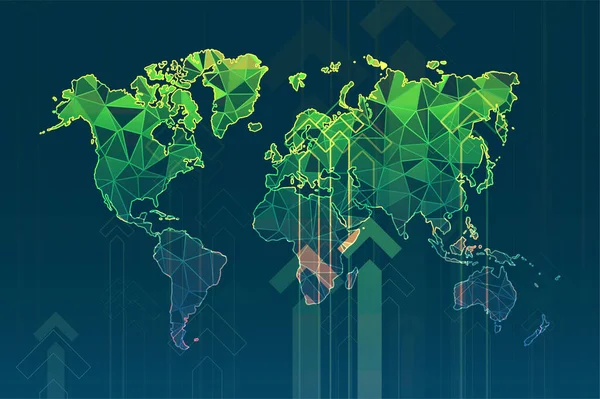 Image Technologique Globe Formes Polygonales Abstraites Arrière Plan Avec Points — Image vectorielle