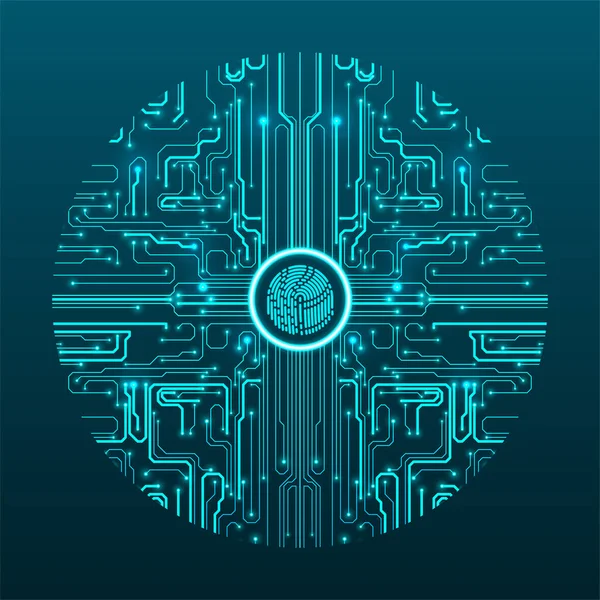 Cyber Security Dint Fingerprint Scanning Abstract Technology Background Circuit Board — Stock Vector