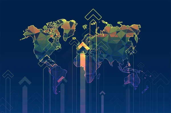Technologiczny Wizerunek Globu Abstrakcyjne Wielokątne Kształty Tło Kropkami Liniami Łączącymi — Wektor stockowy
